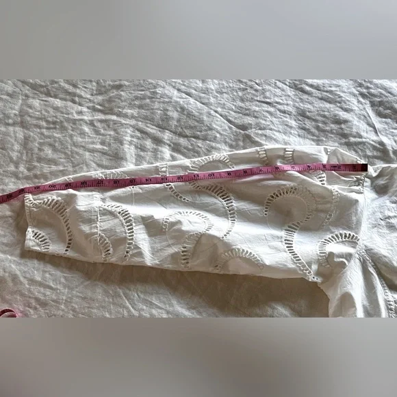 NWT 7 For All Mankind Women Cotton Balloon Sleeves Eyelet Top White Size S - Picture 12 of 15